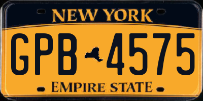 NY license plate GPB4575