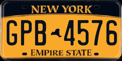 NY license plate GPB4576