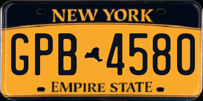 NY license plate GPB4580