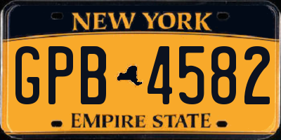 NY license plate GPB4582