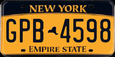 NY license plate GPB4598