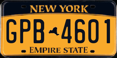 NY license plate GPB4601