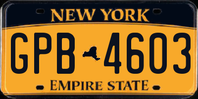 NY license plate GPB4603