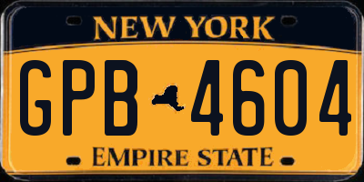 NY license plate GPB4604