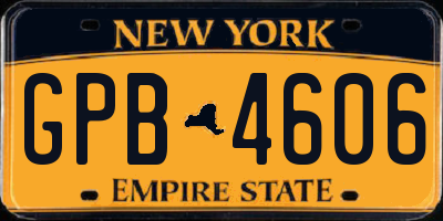 NY license plate GPB4606