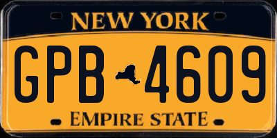 NY license plate GPB4609