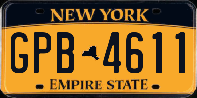 NY license plate GPB4611