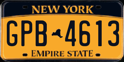 NY license plate GPB4613