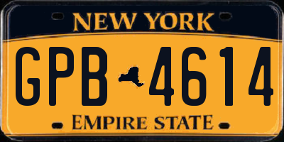 NY license plate GPB4614