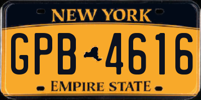 NY license plate GPB4616