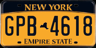 NY license plate GPB4618