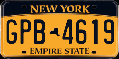 NY license plate GPB4619
