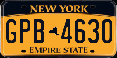 NY license plate GPB4630