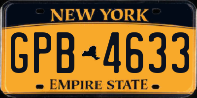 NY license plate GPB4633