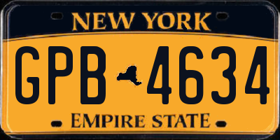 NY license plate GPB4634