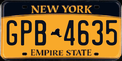 NY license plate GPB4635