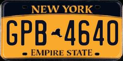NY license plate GPB4640