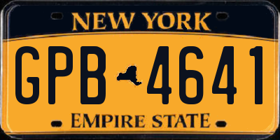 NY license plate GPB4641