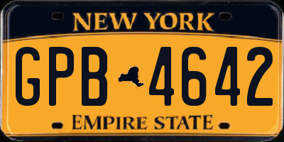 NY license plate GPB4642