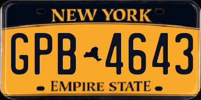 NY license plate GPB4643