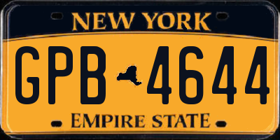 NY license plate GPB4644