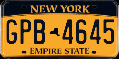 NY license plate GPB4645