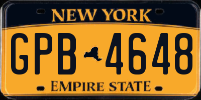NY license plate GPB4648