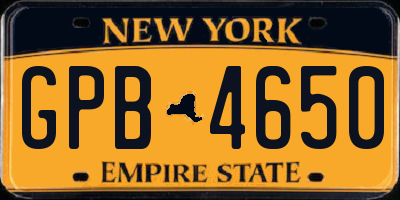 NY license plate GPB4650