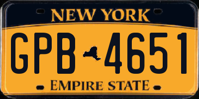 NY license plate GPB4651