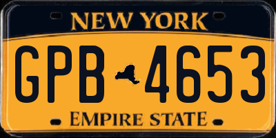 NY license plate GPB4653