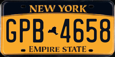 NY license plate GPB4658