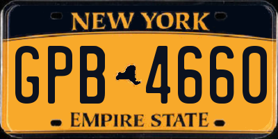 NY license plate GPB4660