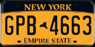 NY license plate GPB4663