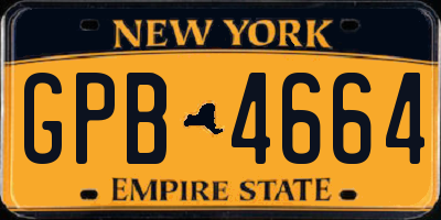 NY license plate GPB4664