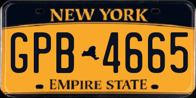 NY license plate GPB4665