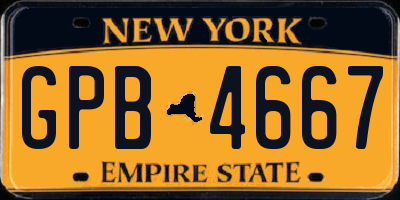 NY license plate GPB4667