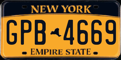 NY license plate GPB4669