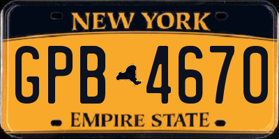 NY license plate GPB4670