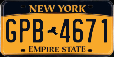 NY license plate GPB4671