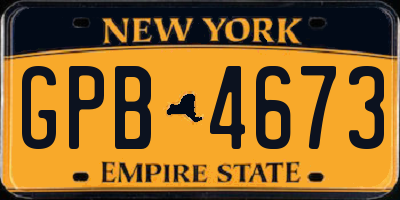 NY license plate GPB4673