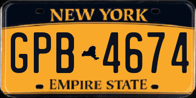NY license plate GPB4674
