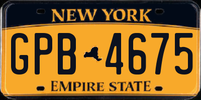 NY license plate GPB4675