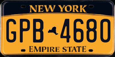 NY license plate GPB4680