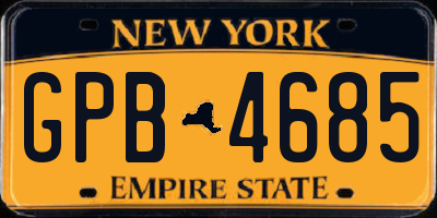 NY license plate GPB4685