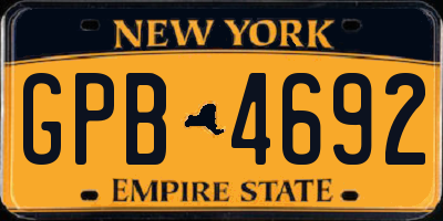 NY license plate GPB4692