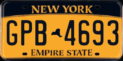 NY license plate GPB4693