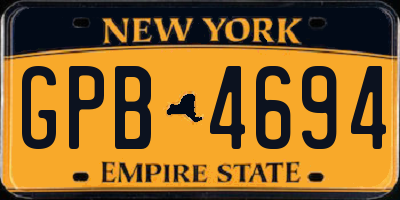 NY license plate GPB4694