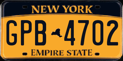 NY license plate GPB4702