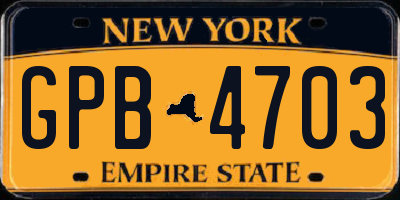 NY license plate GPB4703