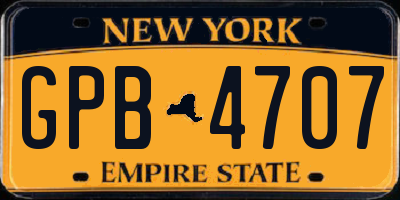 NY license plate GPB4707